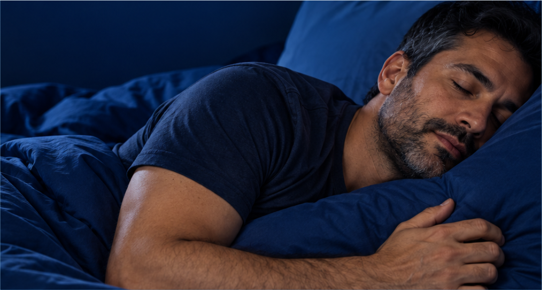 Homem dormindo durante a noite representando as alterações do sono que podem ocorrer na recuperação da dependência química